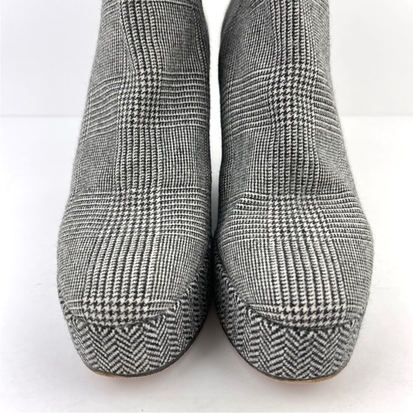 CLERGERIE Belent Wedge Boot Glen Plaid Black White ❤️ houndstooth - Picture 6 of 12